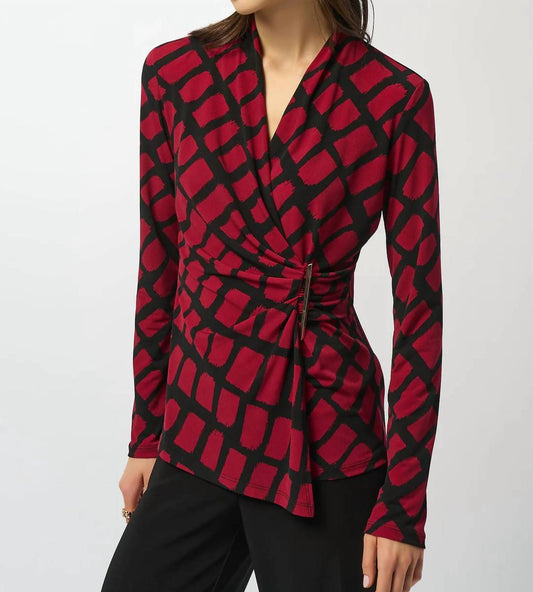 Joseph Ribkoff - V-neck Faux Wrap Top