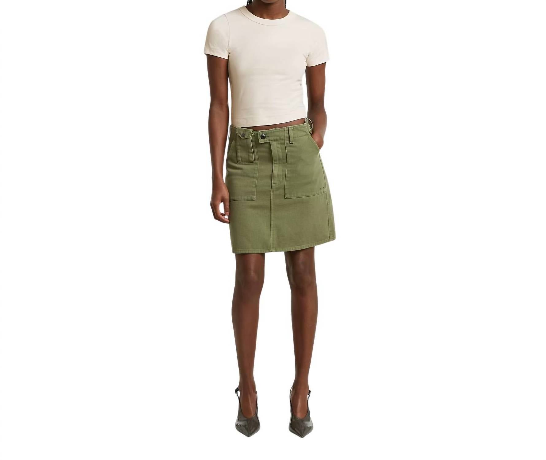 G-Star Short Cargo Denim Patch-pocket Mini Skirt in green - women's skirt - view 4