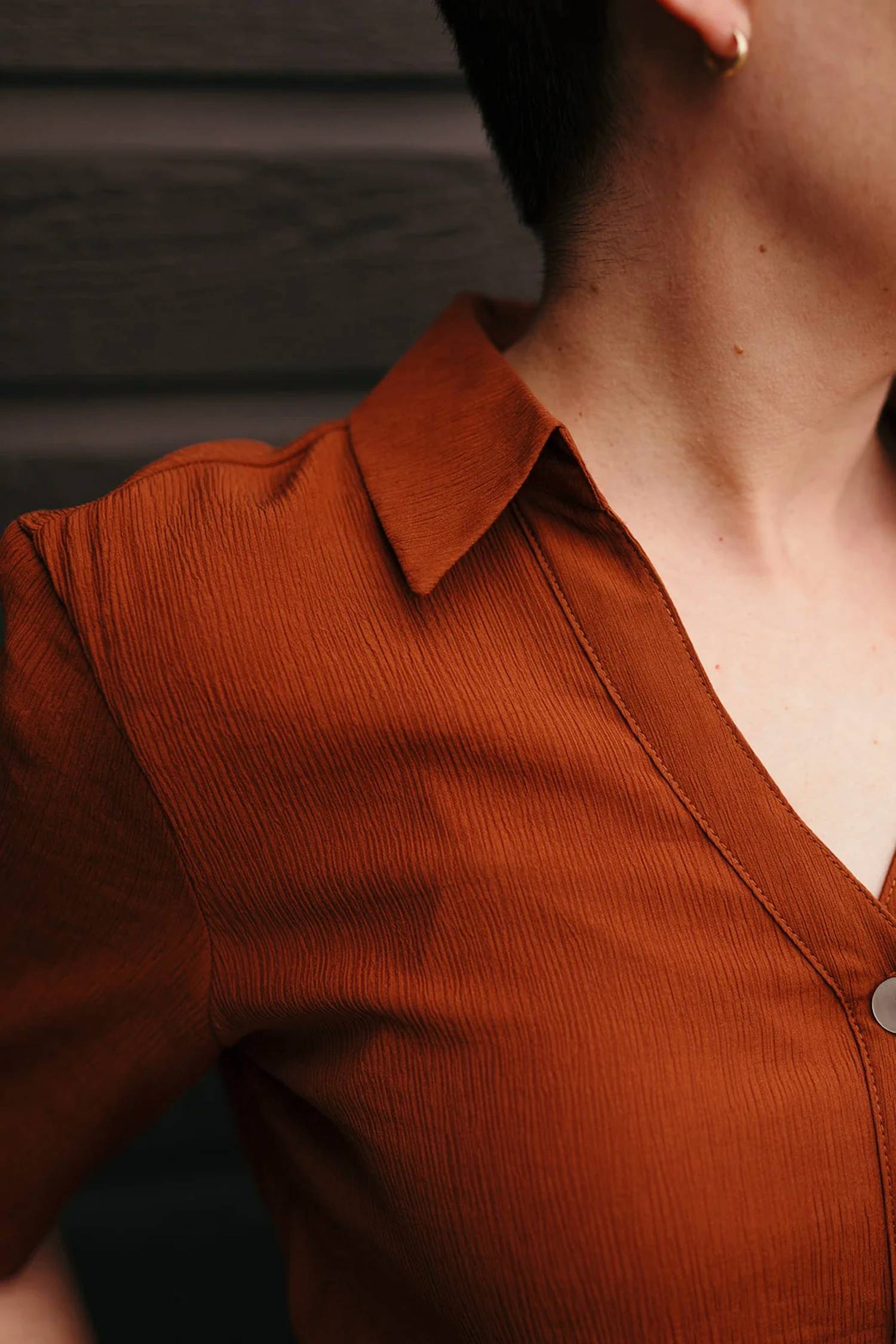 Dex - Short Sleeve V-Neck Blouse Top