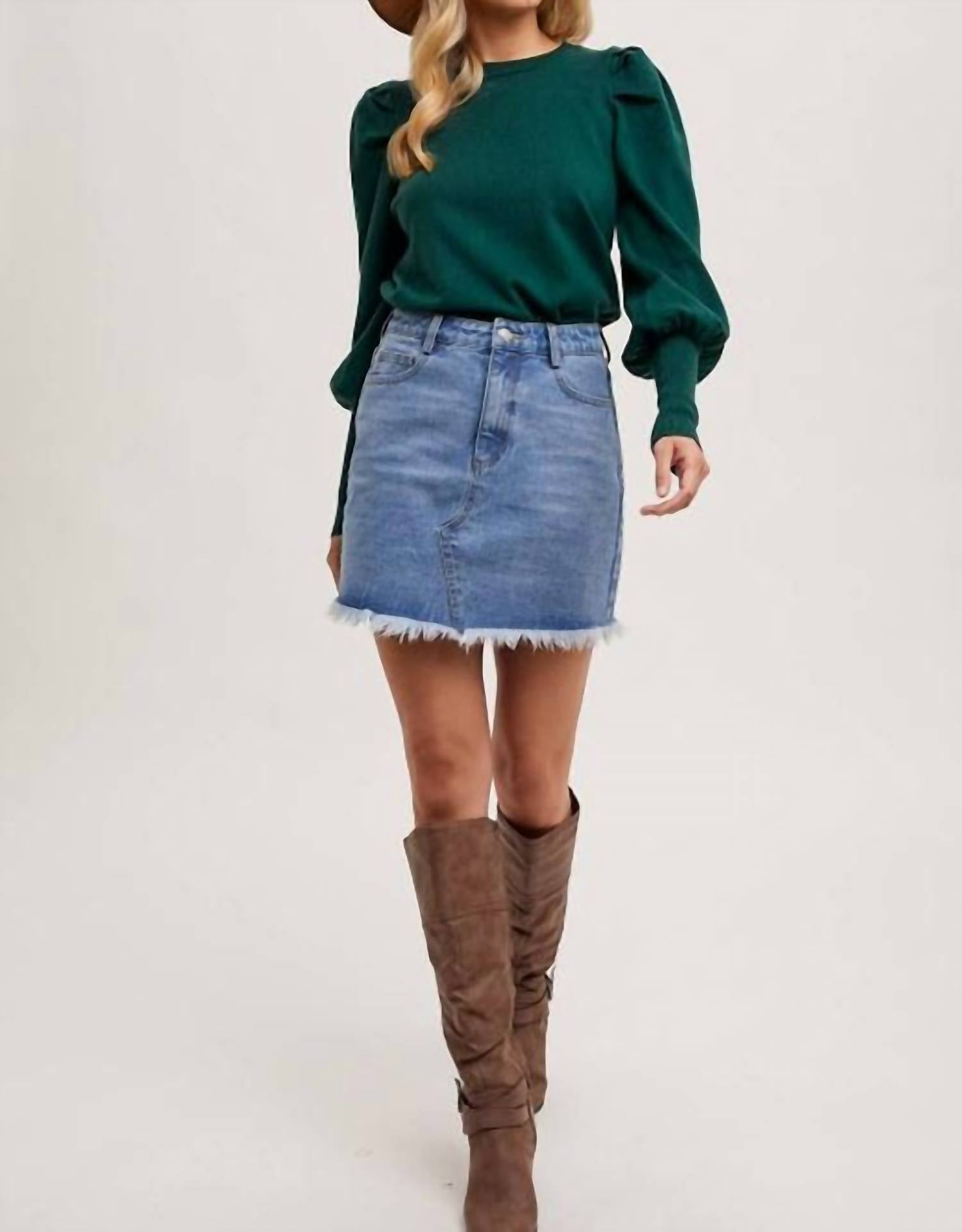 Bluivy - Rodeo Chic Raw Hem Mini Skirt