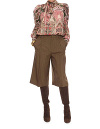 CIEBON Lynn Printed Metallic Blouse in burgundy - women's blouse