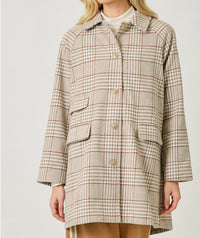 mystree Single Breasted Midi Coat in oatmeal mix - women's jacket