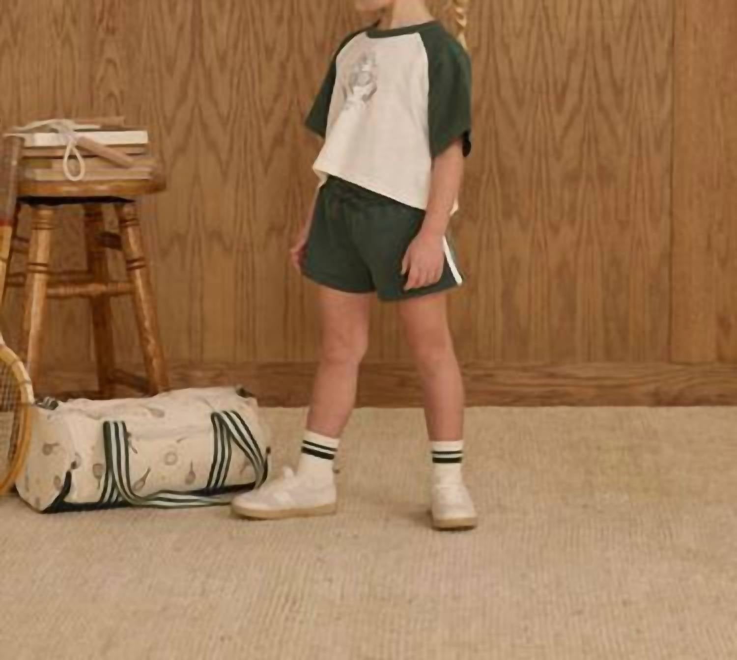 Rylee + Cru Kid's Raglan Crop Tee And Track Short Set in racquet club - item