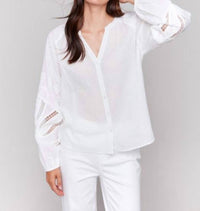 Charlie B - Embroidery Button-front Blouse