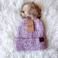 Cc Beanies - Women's Soft Ribbed Fur Pom Beanie