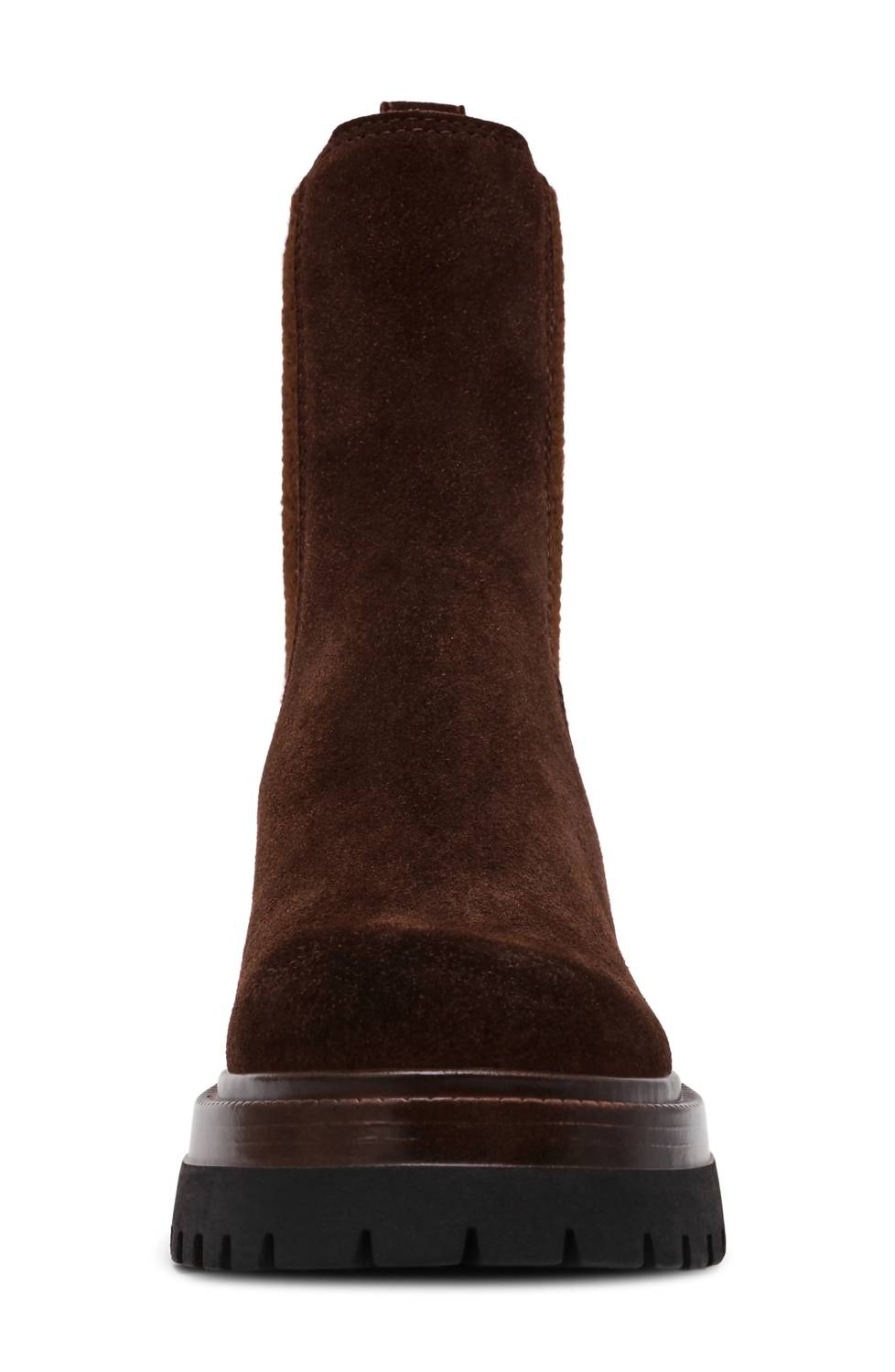 STEVE MADDEN Women's Blitzen Platform Chelsea Boot in brown suede - women's shoe - alternate view