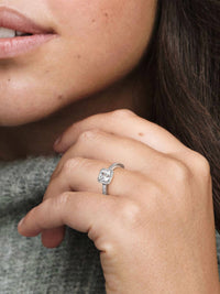 Pandora Women's Square Sparkle Halo Ring in silver - women's jewelry - detail view