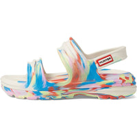 HUNTER Women's Bloom Algae Marble Adjustable Strap Sandals in shaded white - women's sandal - detail view