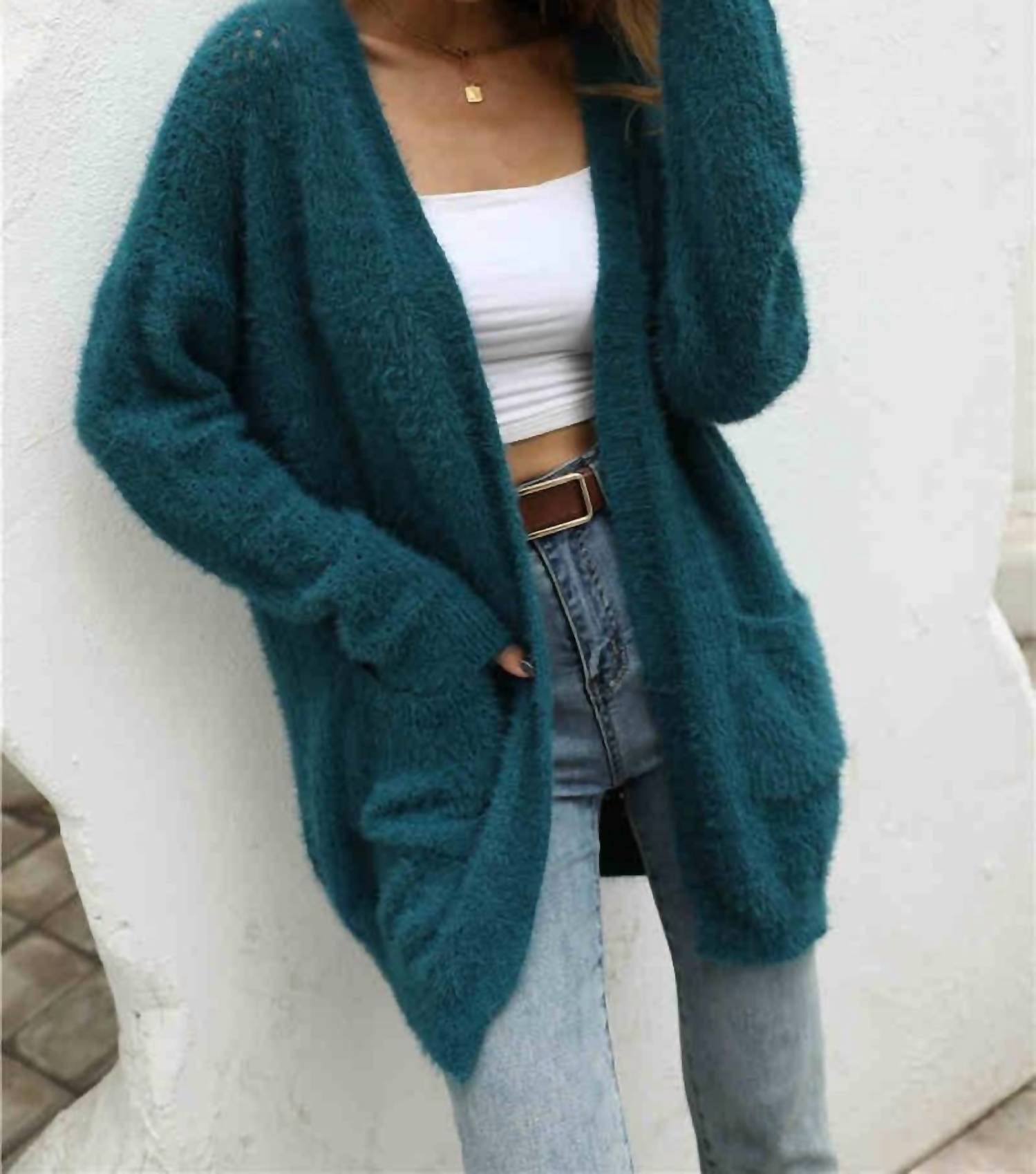 Epretty - Fuzzy Eyelash Cardigan Sweater