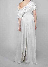 Alyce Paris - Women's Asymmetrical Neckline Wide Leg Bridal Jumpsuit