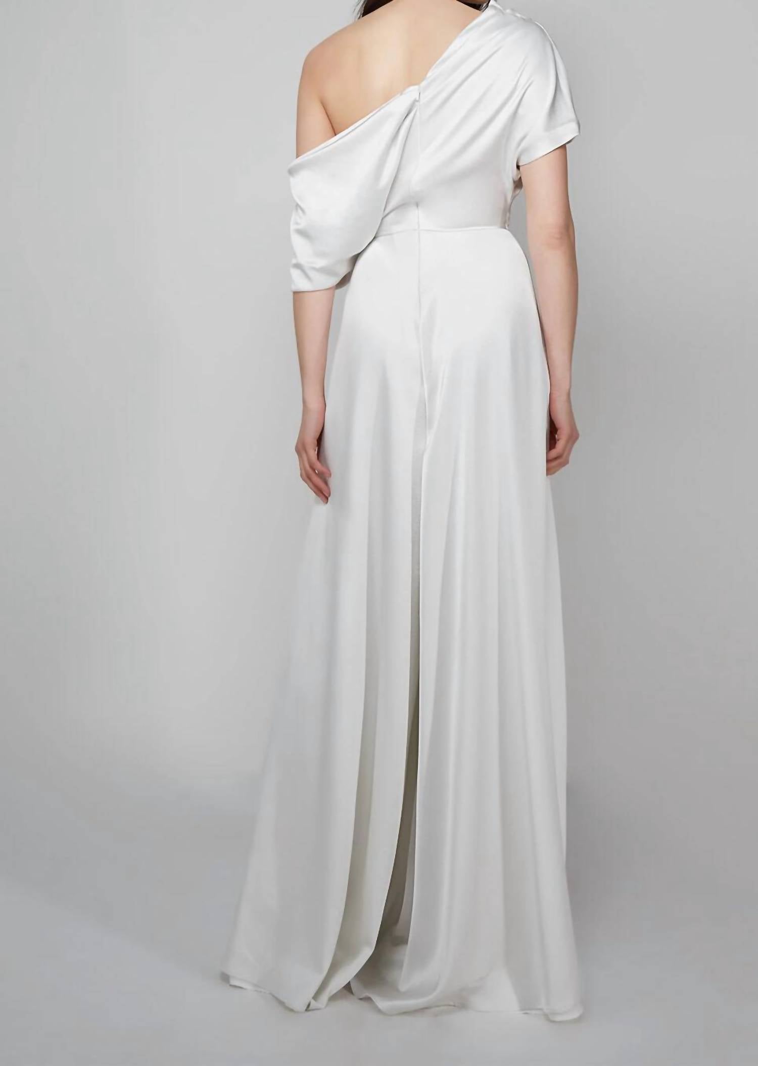 Alyce Paris - Women's Asymmetrical Neckline Wide Leg Bridal Jumpsuit