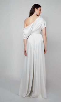 Alyce Paris - Women's Asymmetrical Neckline Wide Leg Bridal Jumpsuit