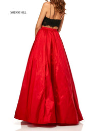 Sherri Hill Spaghetti Strap 2 Piece Prom Dress in black red - women's dress - detail view