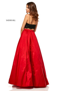 Sherri Hill Spaghetti Strap 2 Piece Prom Dress in black red - women's dress - alternate view