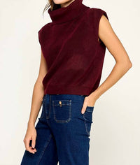 Miss Love - Women's Ribbed Sleeveless Turtleneck Sweater