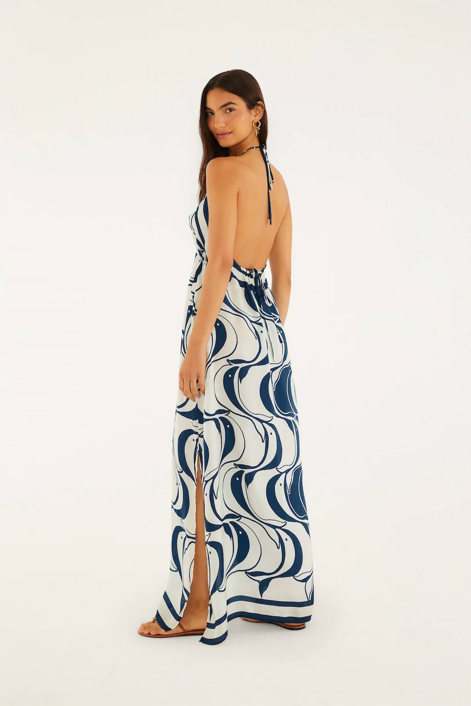 Farm Rio - Long Dress With Metal Fish Detail