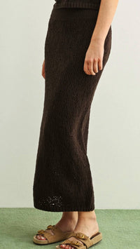 Miou Muse - Crochet Knit Top And Skirt Set