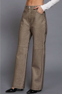 Active Basic - Washed Faux Leather Long Pants