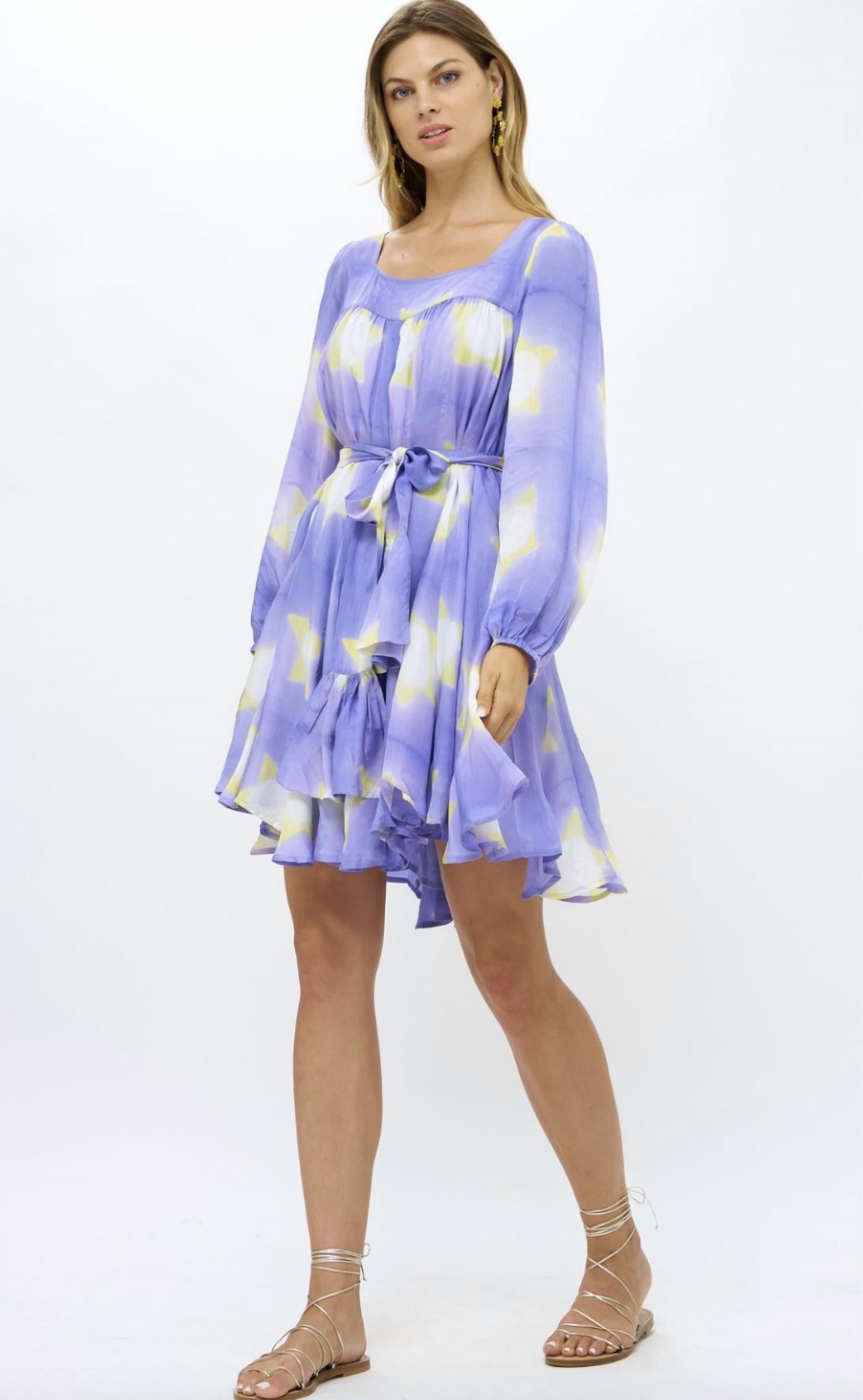 Oliphant - Long Sleeve Square Neck Short Dress