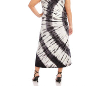 Karen Kane Women's Melissa Midi Tie Dye Dress - Curvy in black and white - women's dress - detail view