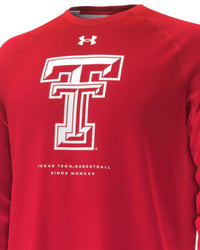 UNDER ARMOUR Men's Texas Tech Shooter Long Sleeve Shirt in red - men's long sleeve top - detail view