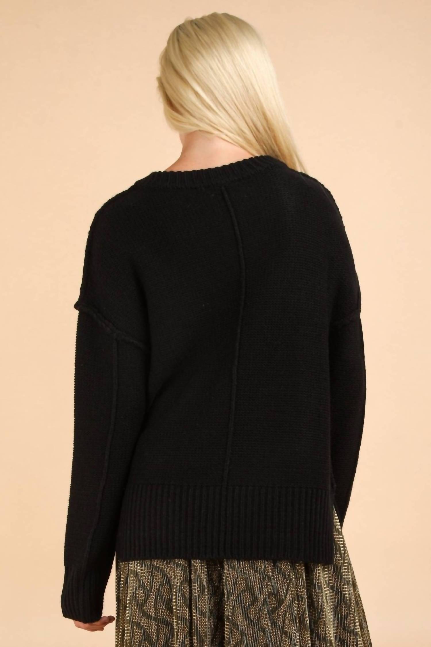 Very J - Women's Oversized Chunky V Neck Knit Sweater