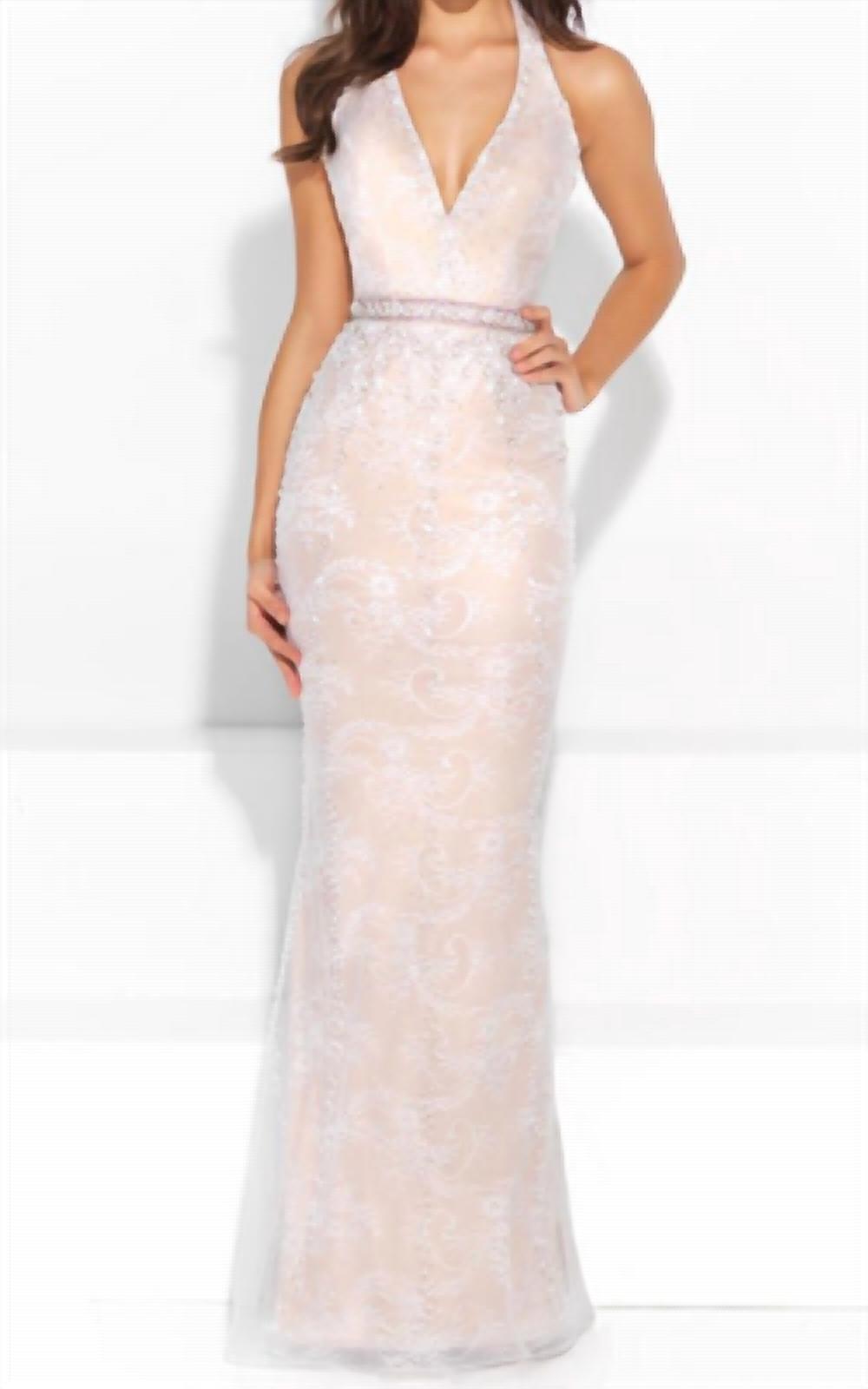 Madison James - Halter Pearl Beaded Gown