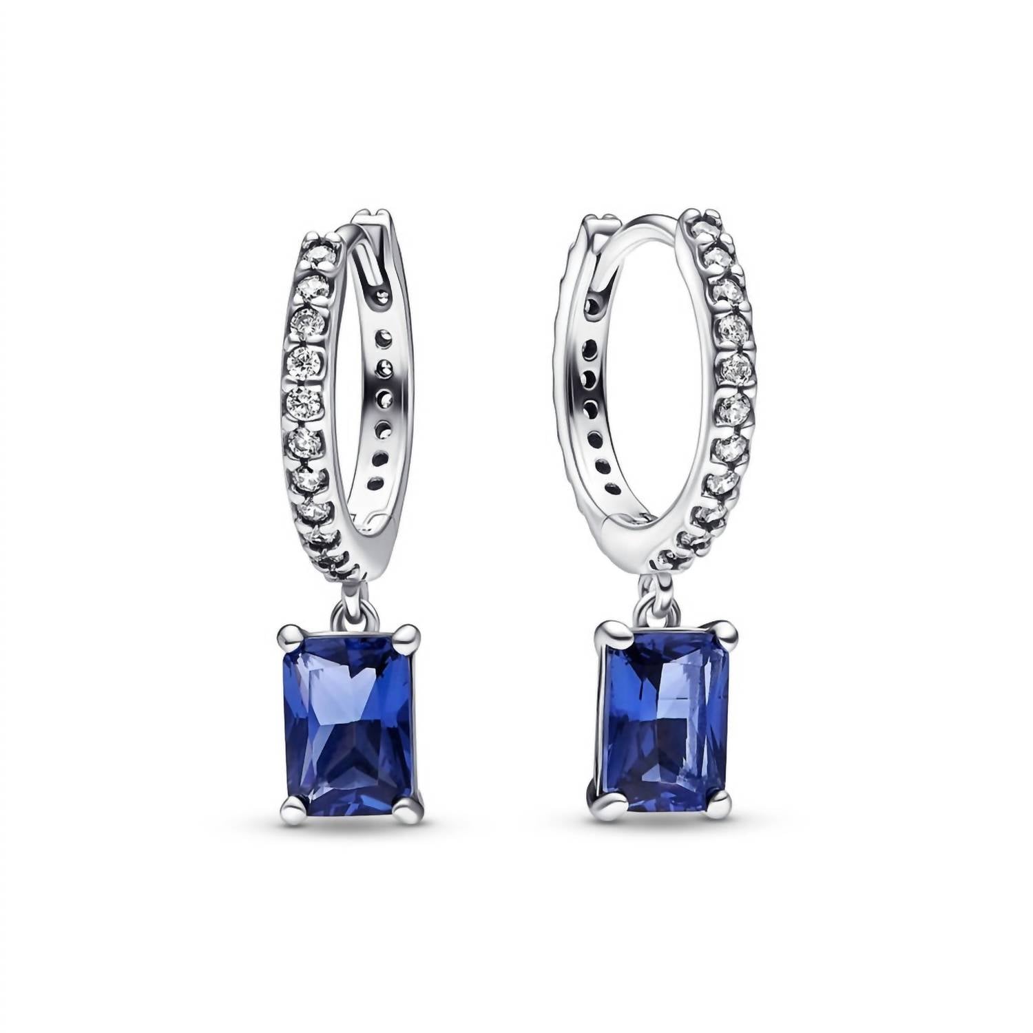Pandora - Women's Rectangular Sparkling Hoop Earrings