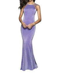 Blush Prom - Shimmer Knit Strappy Back Prom Dress