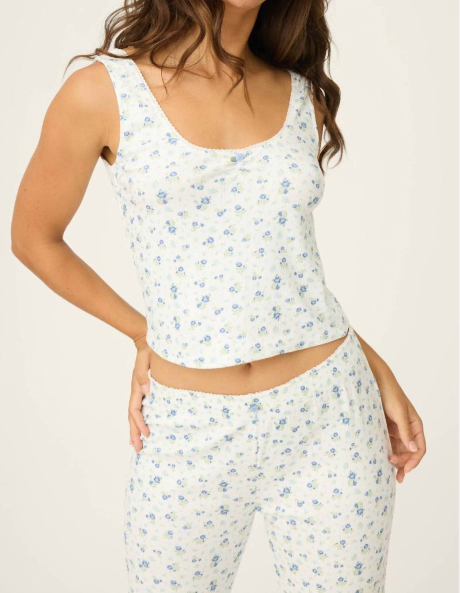 Pj Salvage - More Amour Ditsy Floral Pointelle Tank