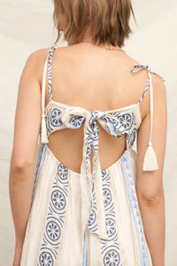 En Creme - Embroidered Jumpsuit With Tassel Shoulder Ties And Lurex Det