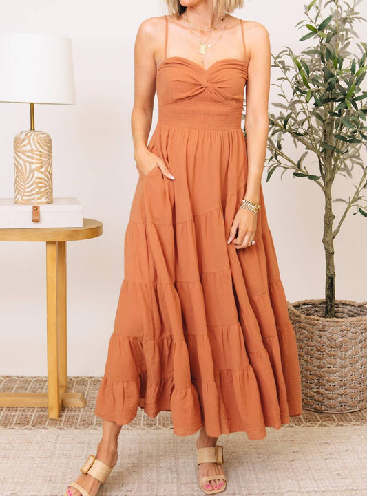 Davi & Dani - Breezy Smocked Bodice Tiered Maxi Dress