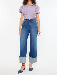 Kancan - HIGH RISE CROP WIDE LEG JEANS