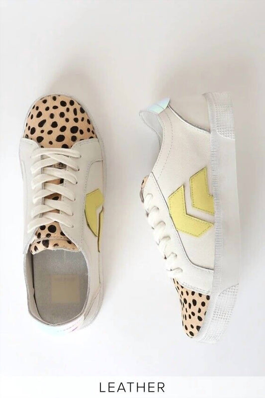 Dolce Vita - Women Leopard Rainbow White Leather Lace Up Sneakers