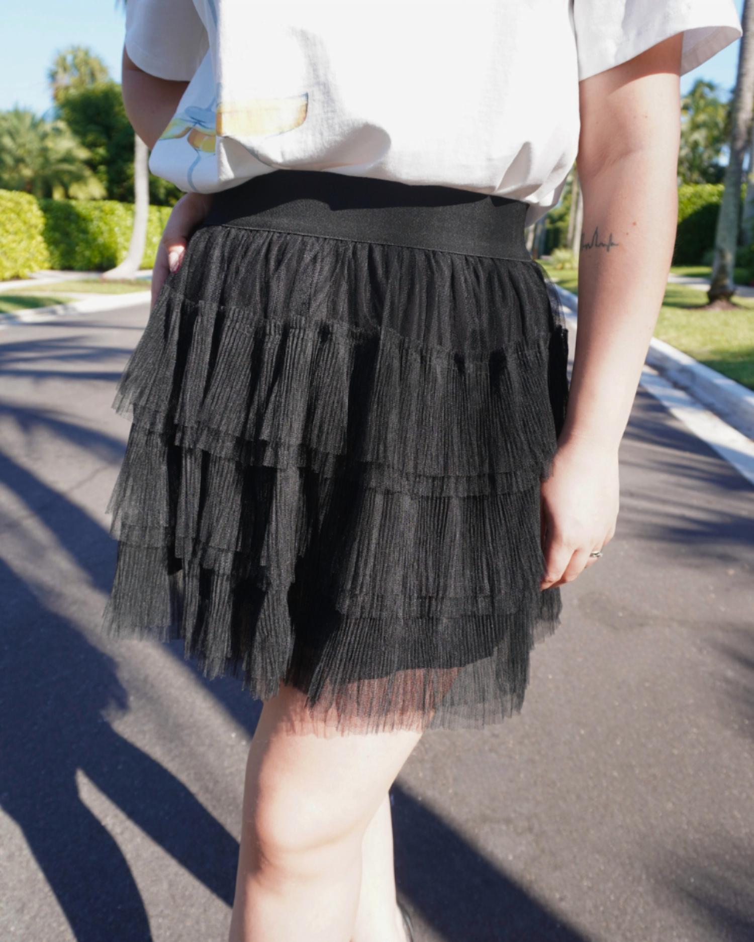 ELAN Women's Tulle Mini Skirt in black - women's skirt