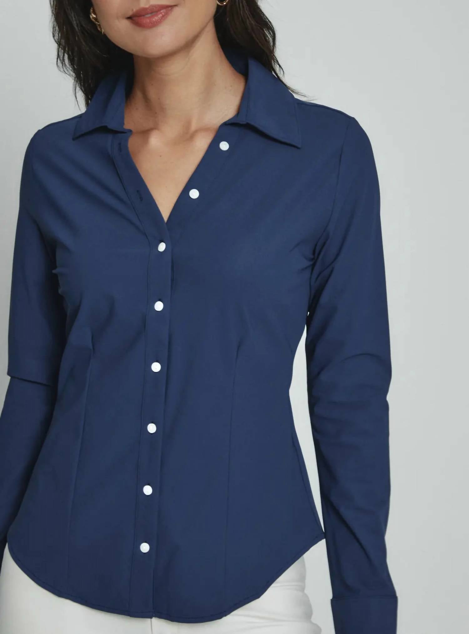 7Diamonds Luxe Wrinkle Free Blouse in midnight - women's shirt - view 4