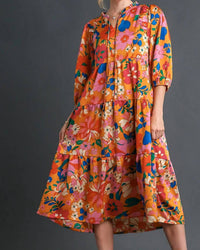 Umgee - Satin Floral Babydoll Dress