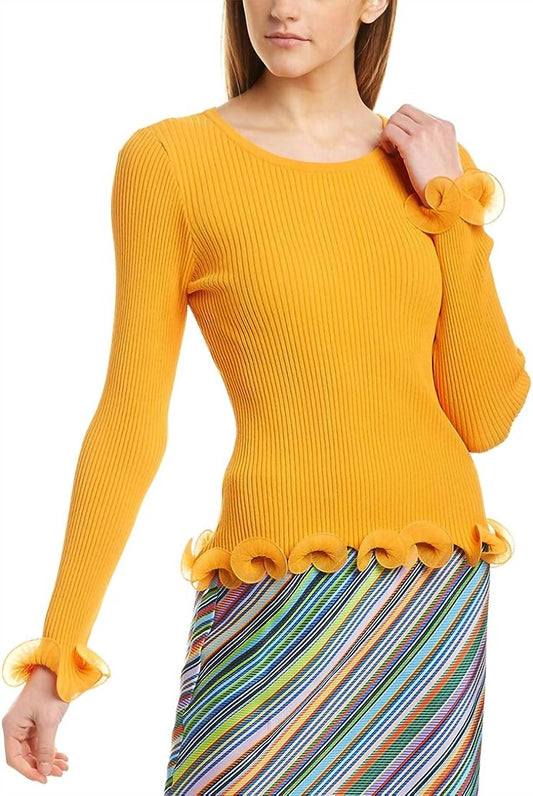 Wired Edge Ribbed Knit Pullover Sweater