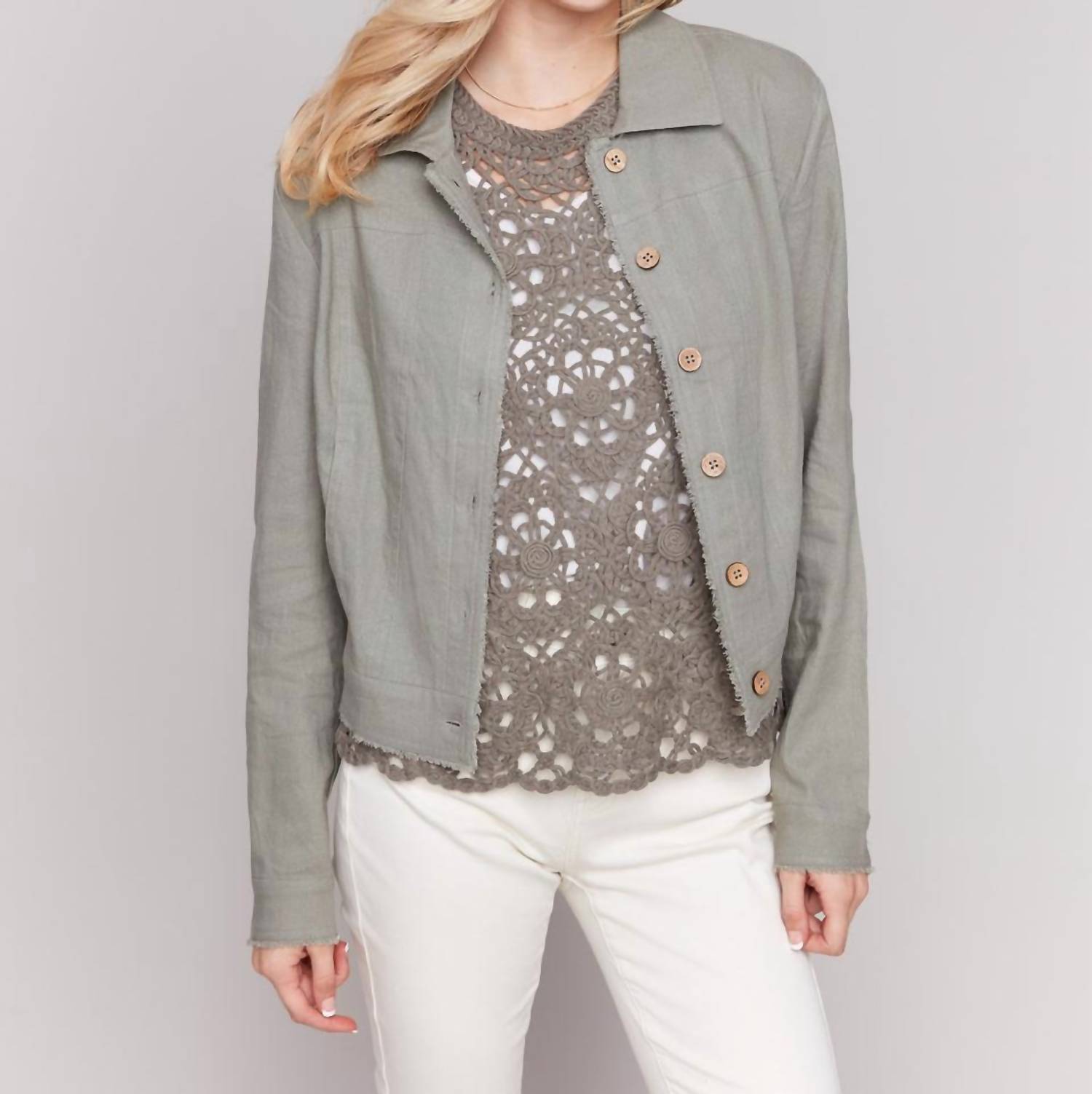 Charlie B - Linen Button Up Jacket