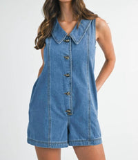 Mable - On A Whim Denim Romper