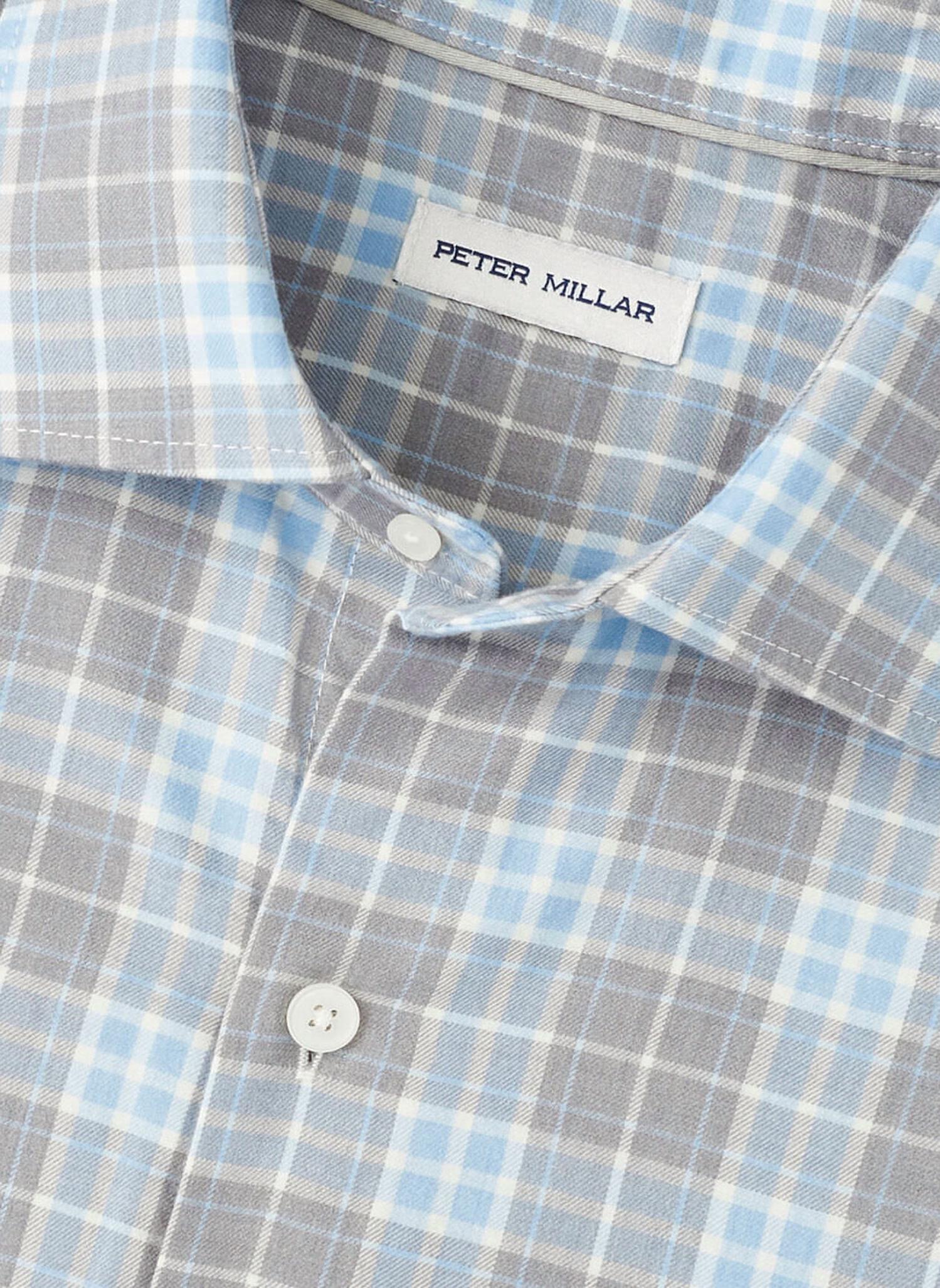 PETER MILLAR Big Bear Performance Flannel Shirt in gale grey - men's shirt - alternate view