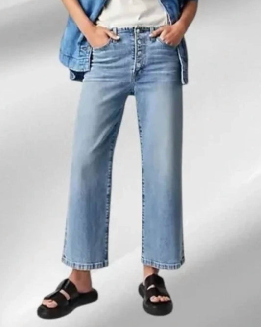 Edwin - Edwin Marli Ankle Mid Rise Cropped Wide Leg Jeans