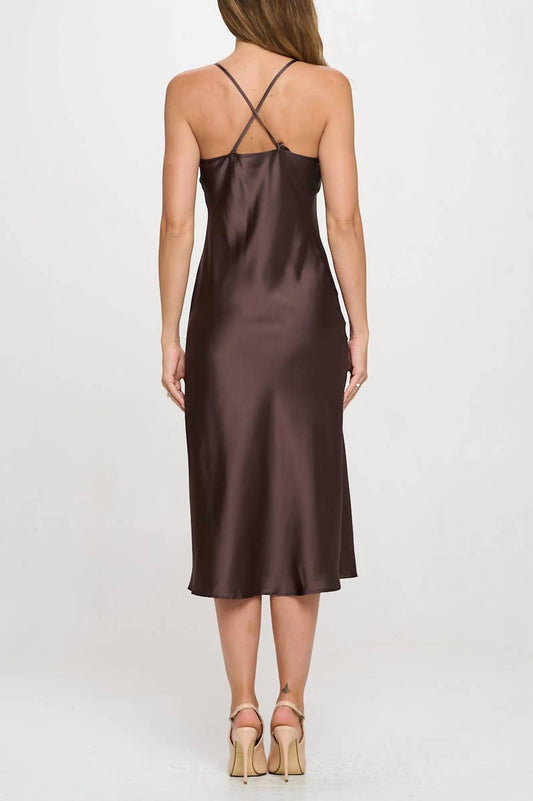 Reneec. - Satin Bias Slip Dress With Slit