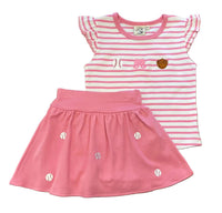 Luigi Kids - Girl's Baseball Embroidered Skort Set