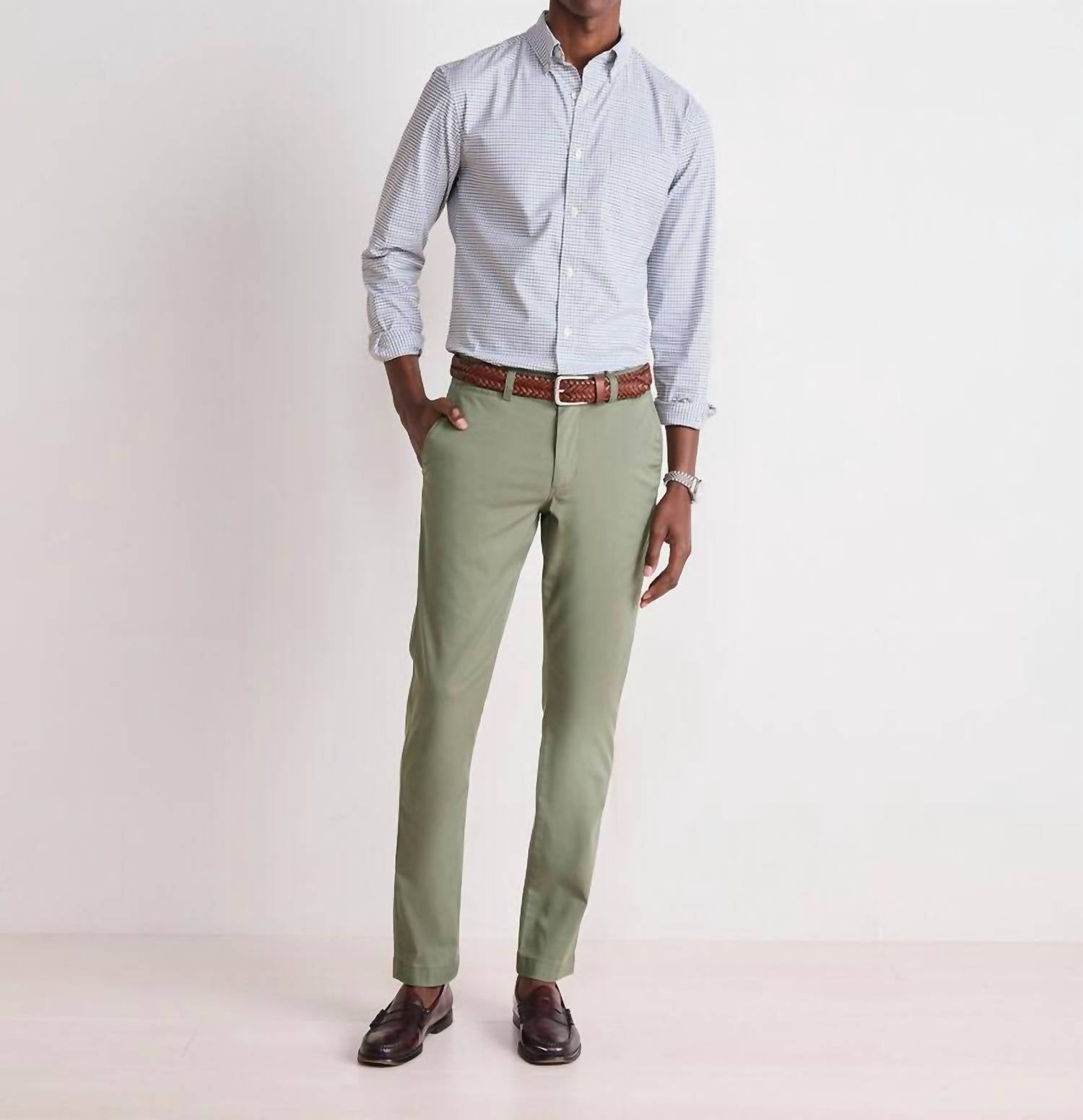 vineyard vines Wauwinet Tattersall Performance Shirt in balsam - men's shirt - alternate view