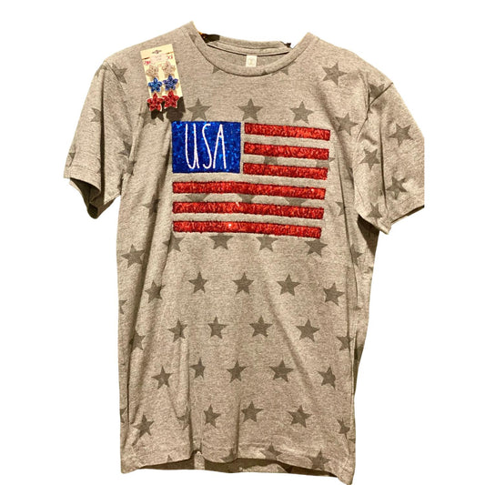 Southern Belle - Unisex USA Patriotic Sequin Flag Sewn Tee