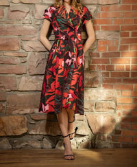 Samuel Dong - Print Short Sleeve A-line Double Breast Trench Dress
