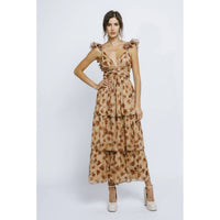 STORIA Autumn Tea Party Maxi Dress in brown - women's dress