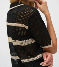 Joseph Ribkoff - Striped Open Knit Cover-up Top