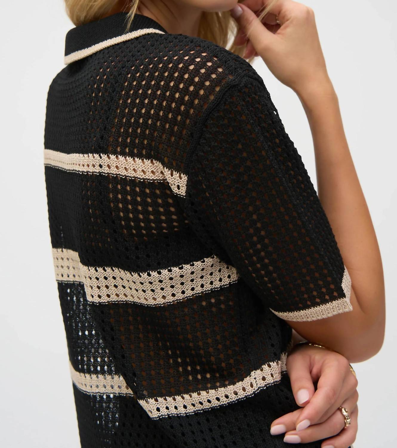 Joseph Ribkoff - Striped Open Knit Cover-up Top